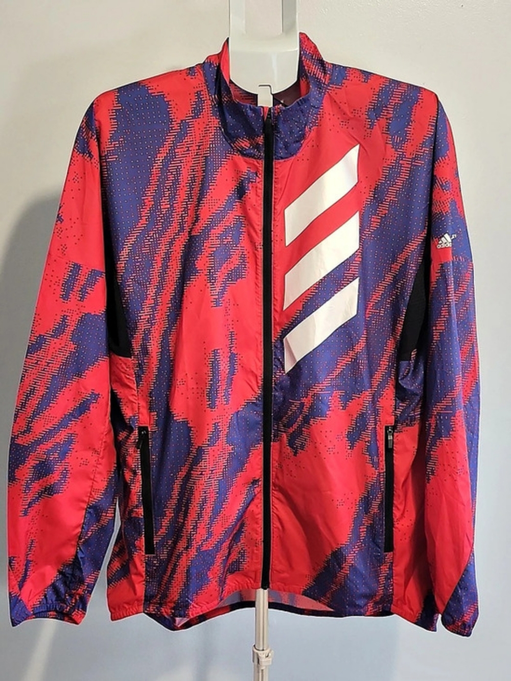 adidas Terrex Parley Men's Geometric Jacket Red & Blue Size Large Like New